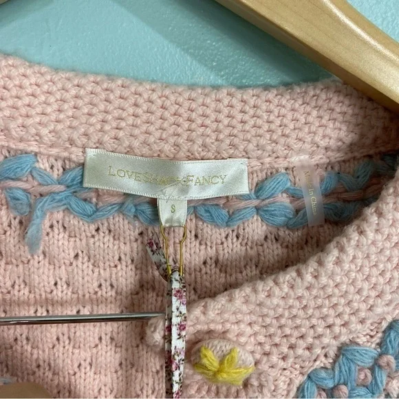Loveshackfancy Naj Cardigan Size Small‎ Floral Embroidered Pink Girly - Picture 5 of 9